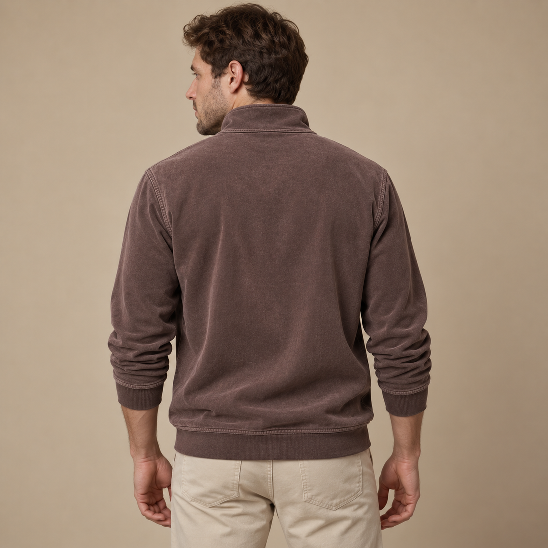 Herresweater med lynlås