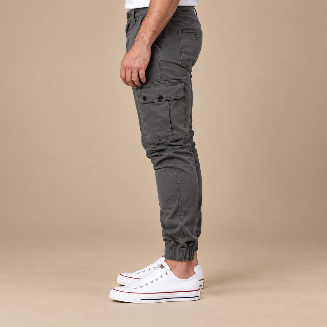Taktiske bukser til herre med slim fit og dybe lommer