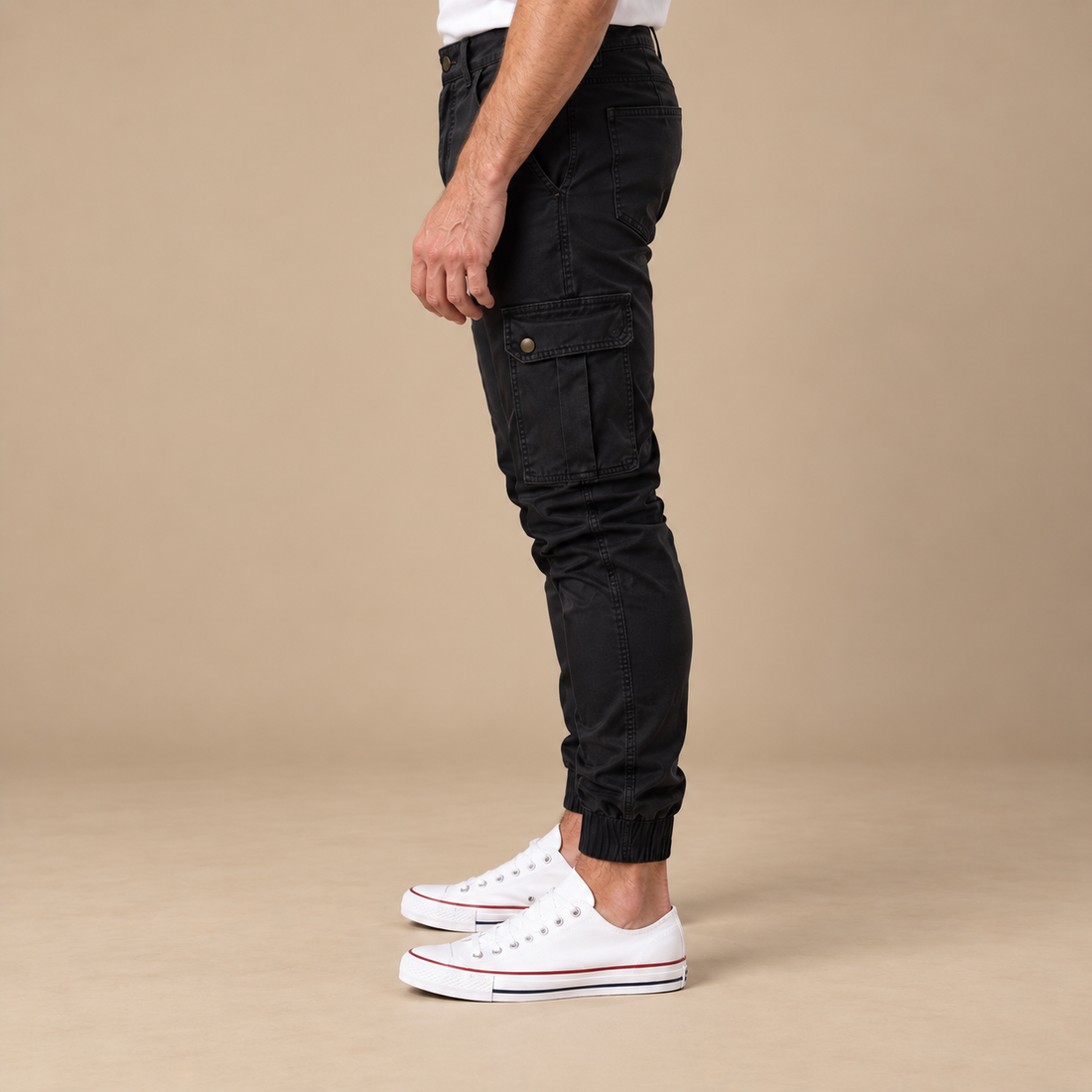 Taktiske bukser til herre med slim fit og dybe lommer