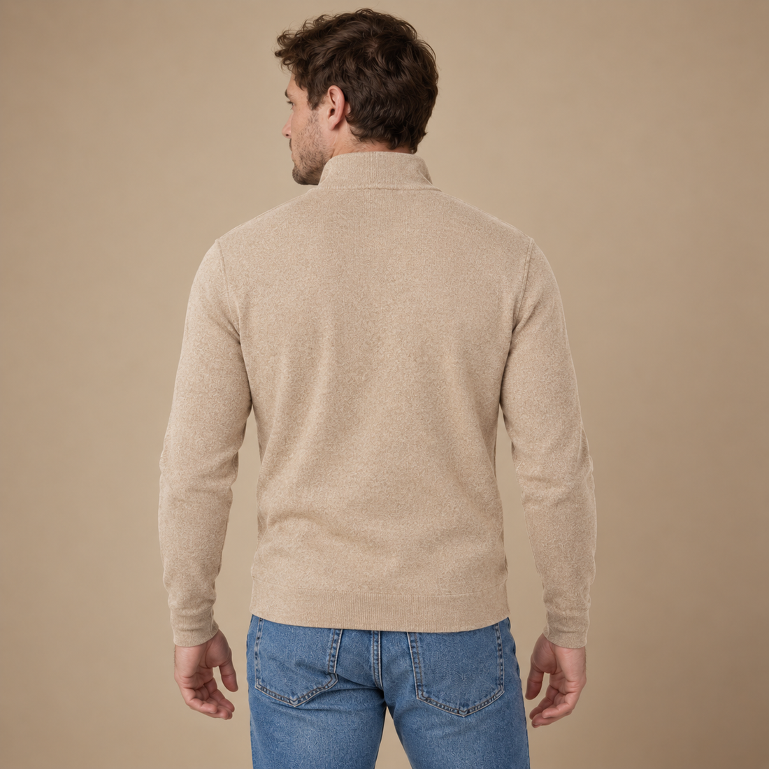 Krøllefri herresweater med halv lynlås