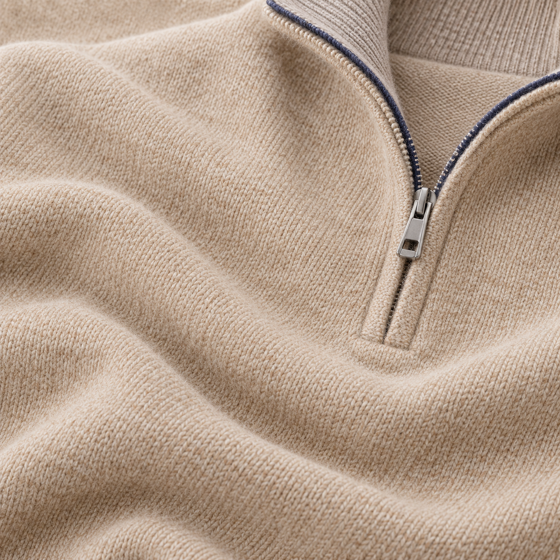 Krøllefri herresweater med halv lynlås