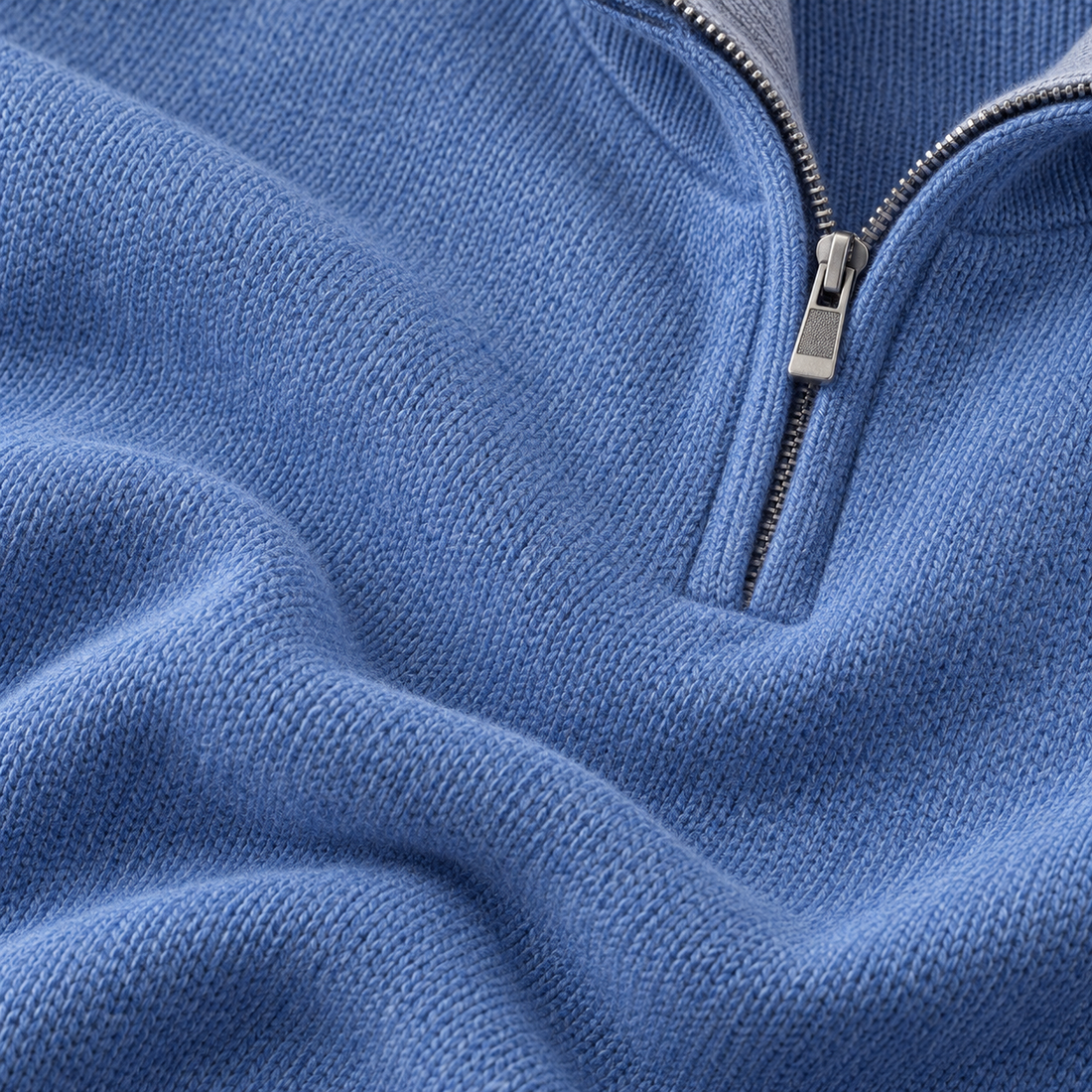 Krøllefri herresweater med halv lynlås