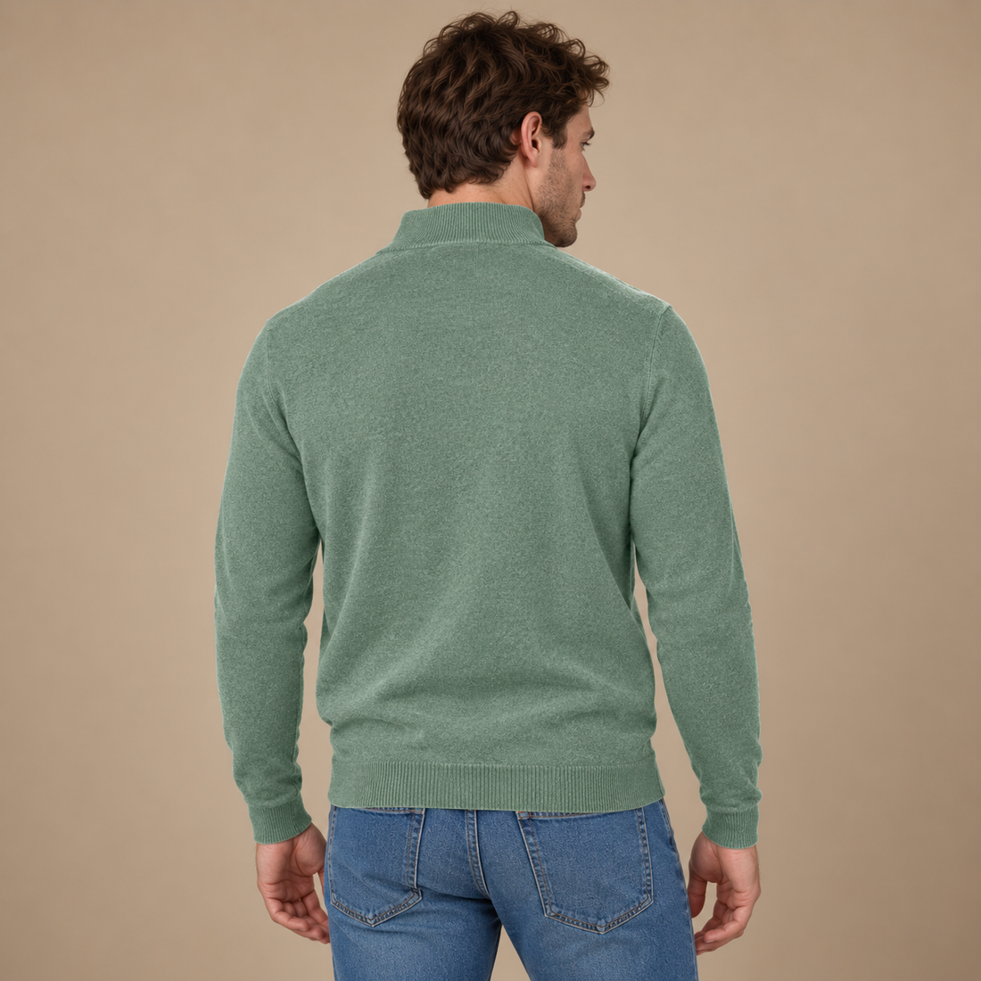 Krøllefri herresweater med halv lynlås