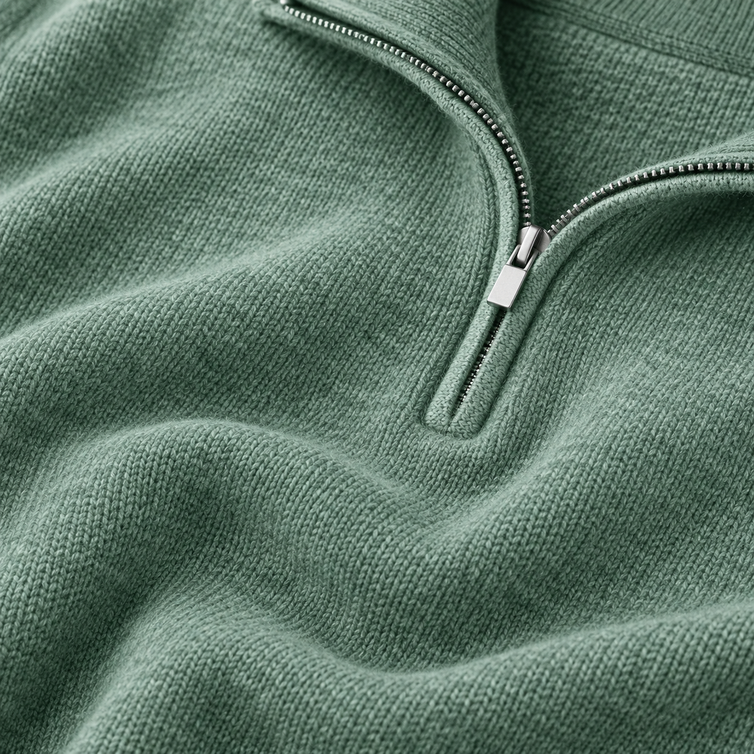 Krøllefri herresweater med halv lynlås