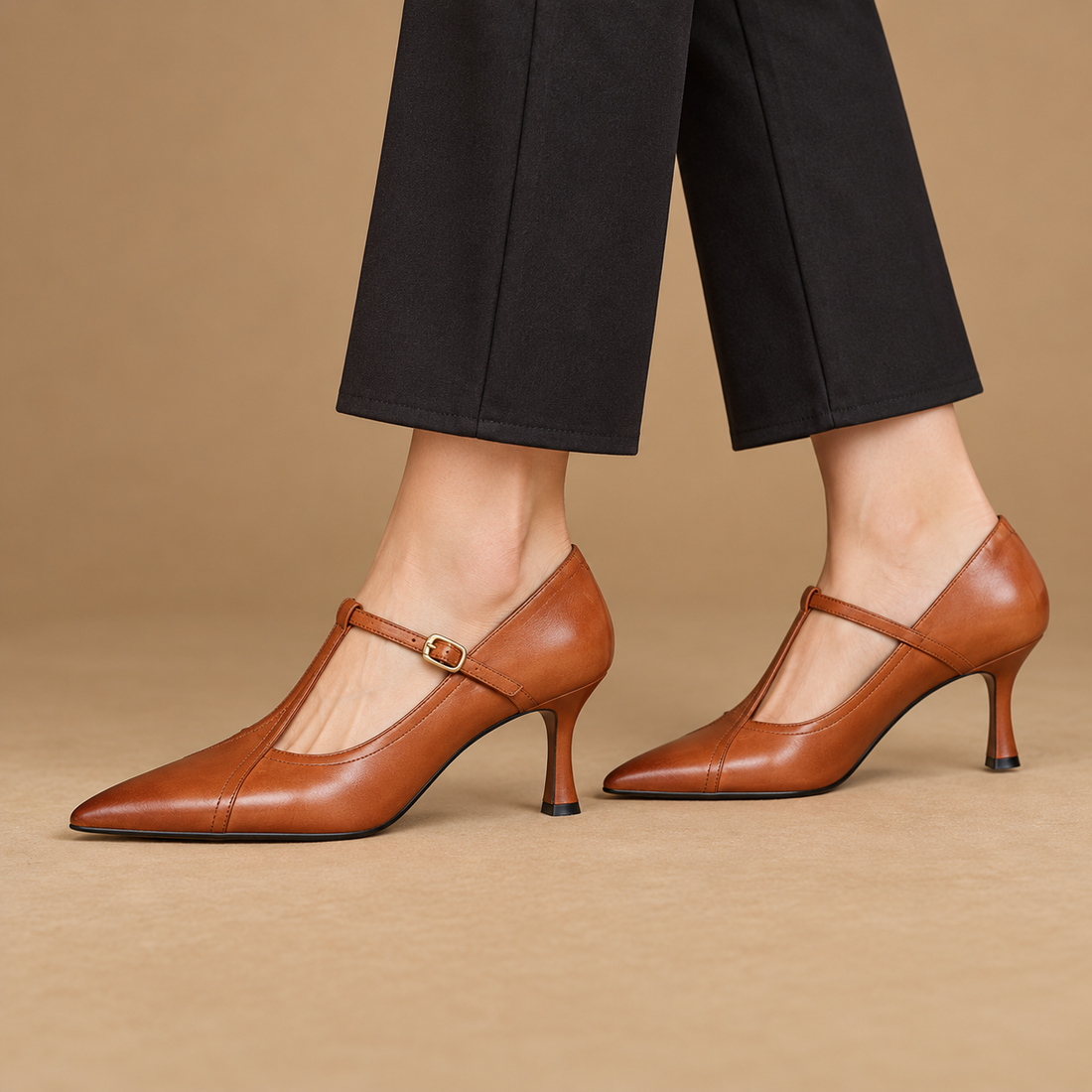 Vintage pumps til dame med T-rem