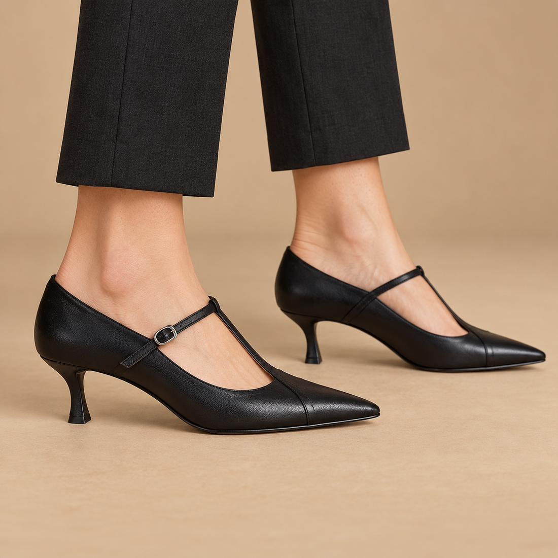 Vintage pumps til dame med T-rem