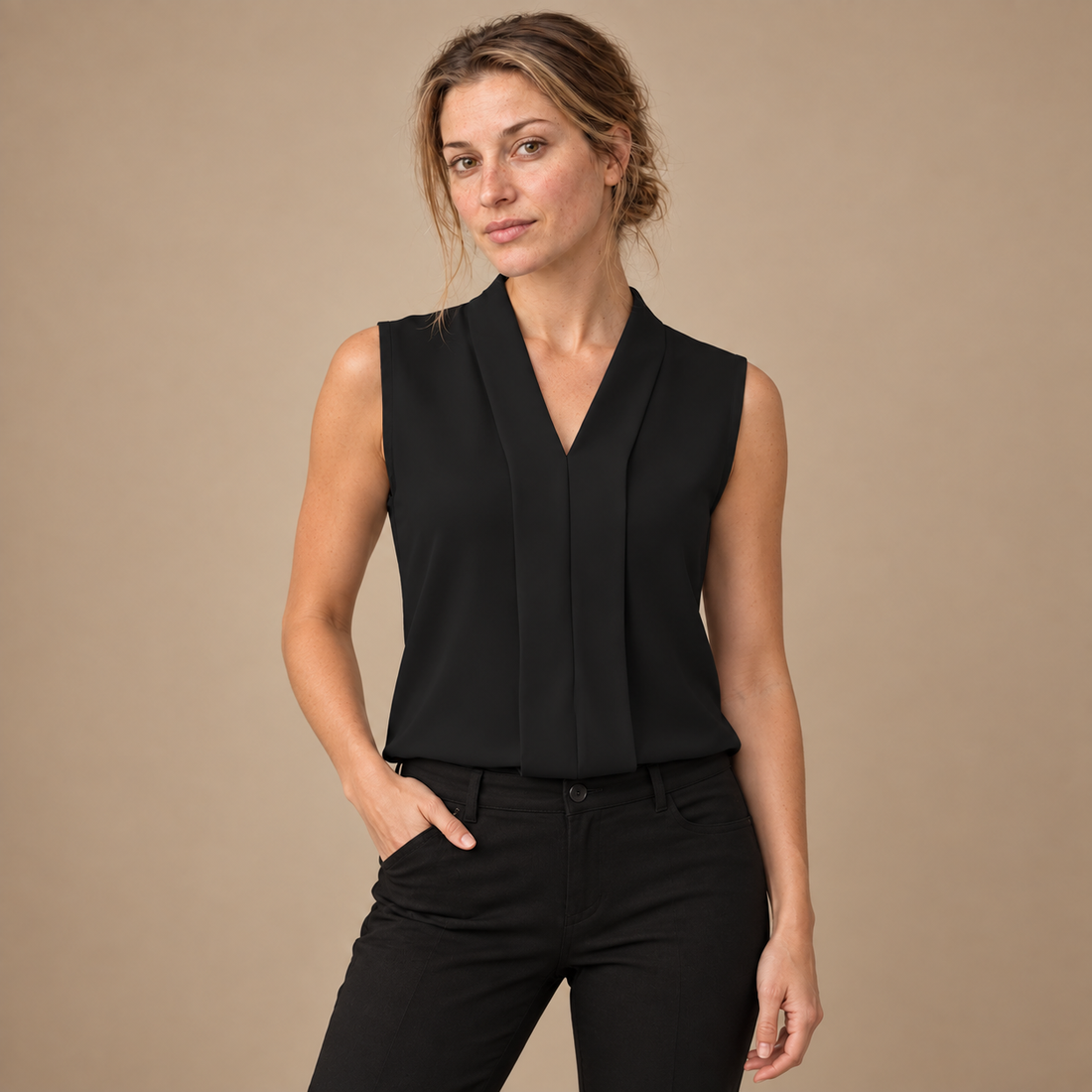 Plisseret bluse til dame