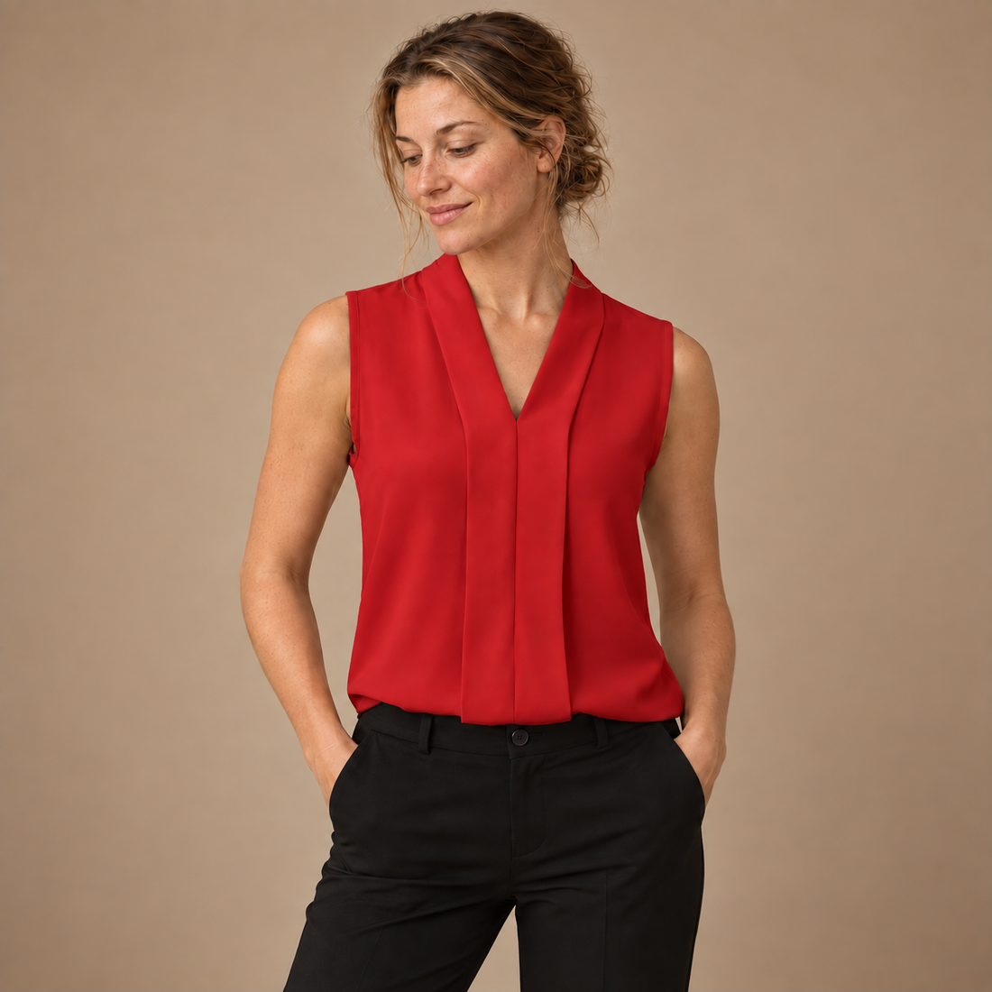 Plisseret bluse til dame