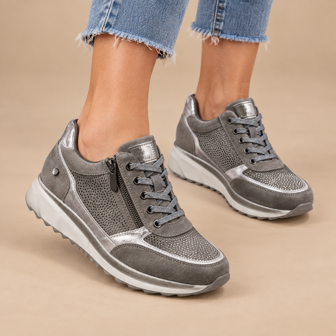 Ortopædiske sneakers til dame med lynlås