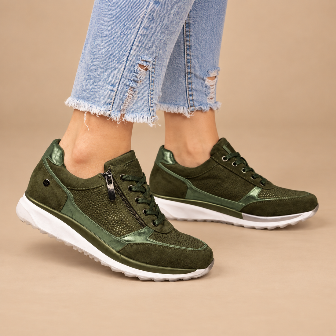 Ortopædiske sneakers til dame med lynlås