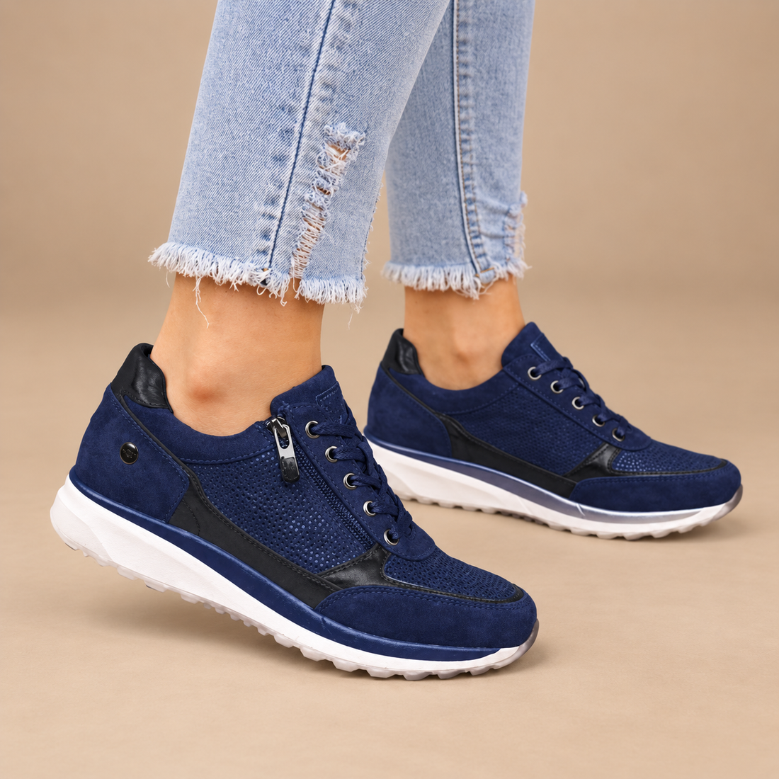 Ortopædiske sneakers til dame med lynlås