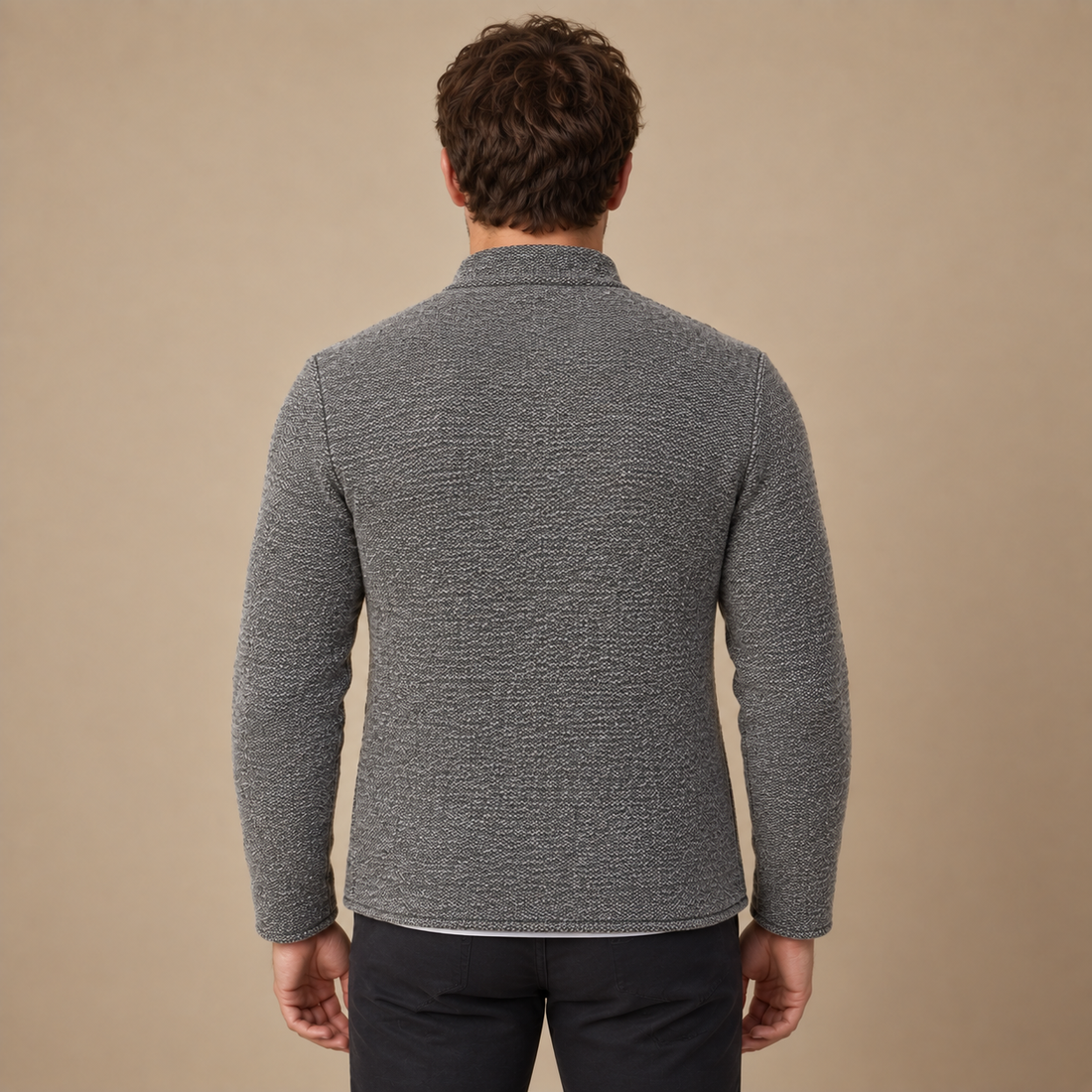 Slim fit strikcardigan til herre