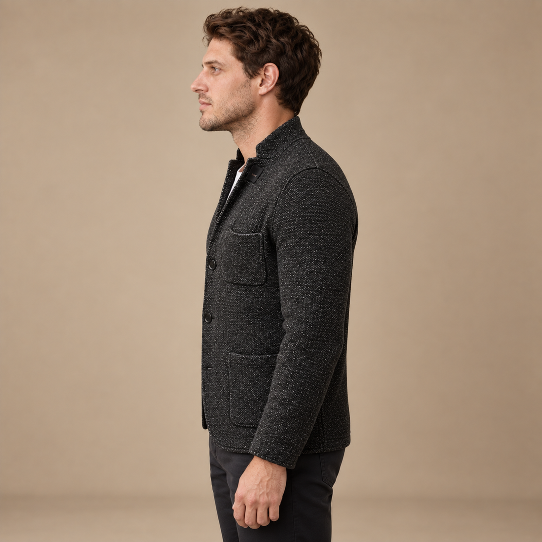Slim fit strikcardigan til herre