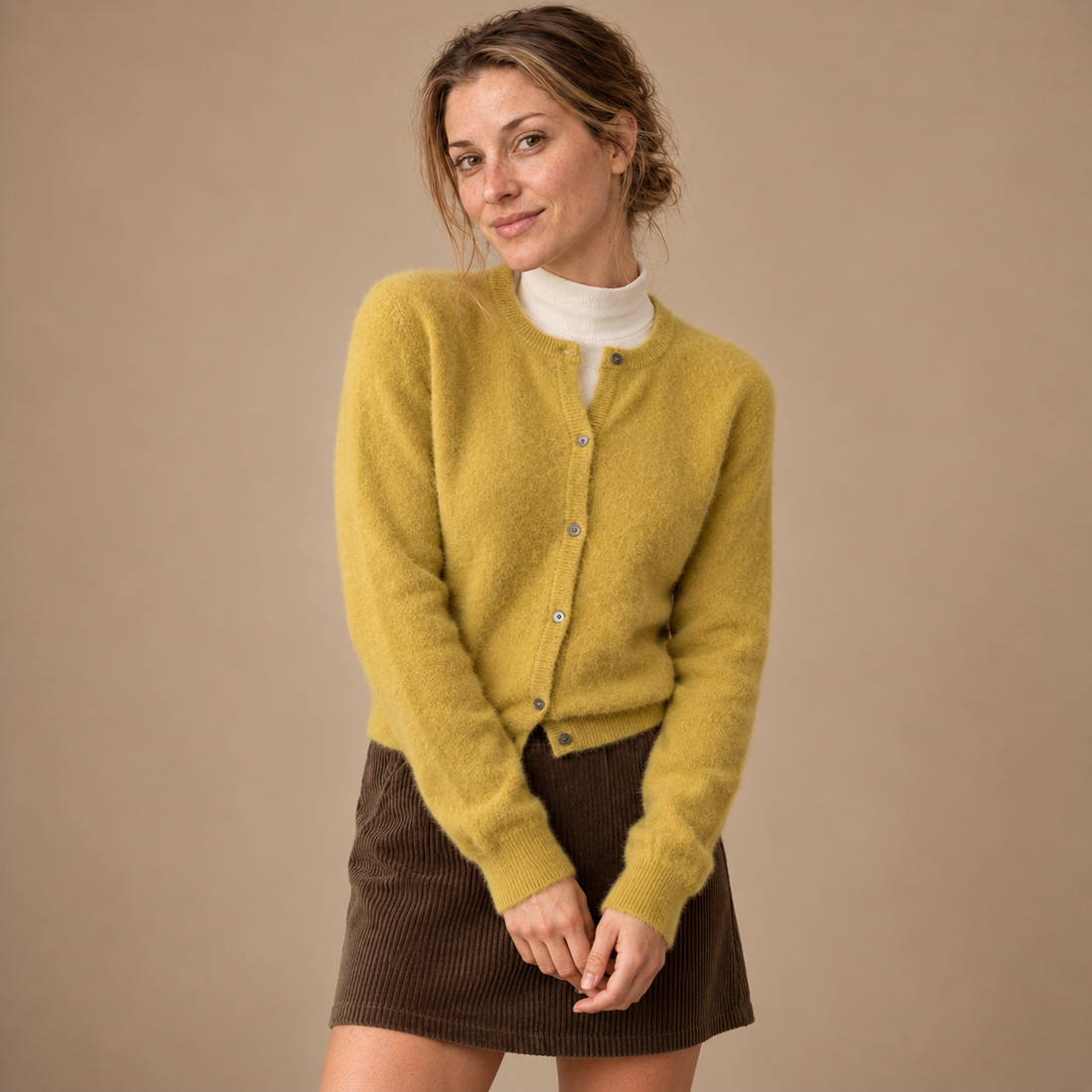 Strikcardigan til dame med knapper