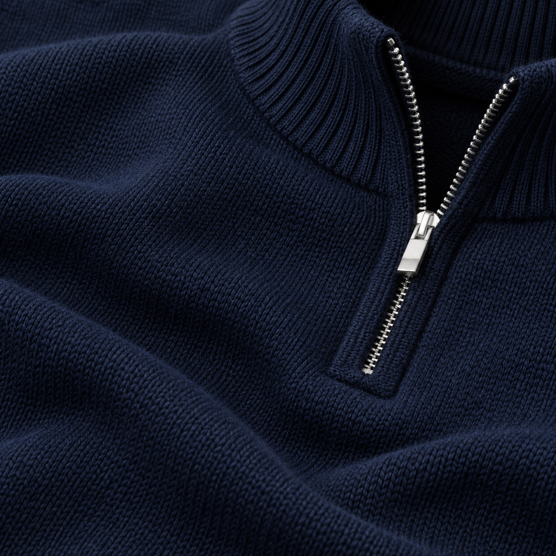 Herresweater med kvart lynlås i slim fit