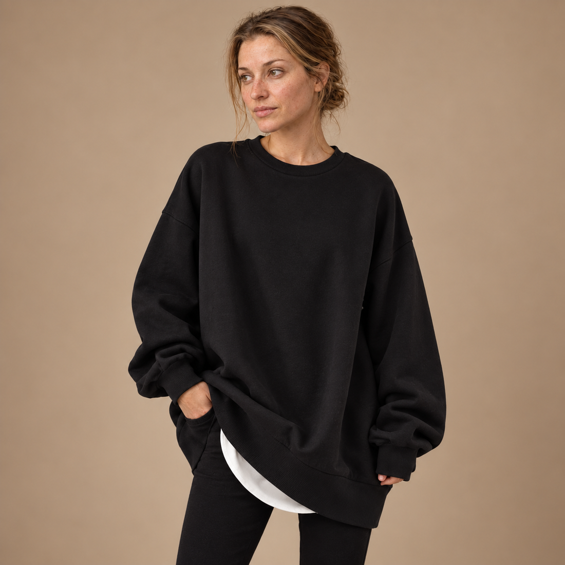 Oversized damesweater med luftig overflade