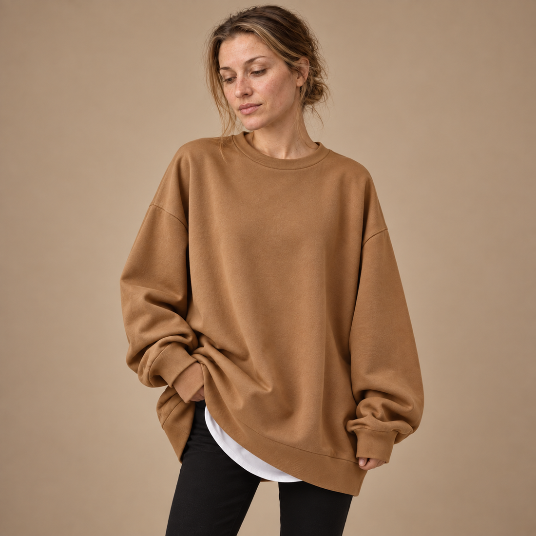 Oversized damesweater med luftig overflade