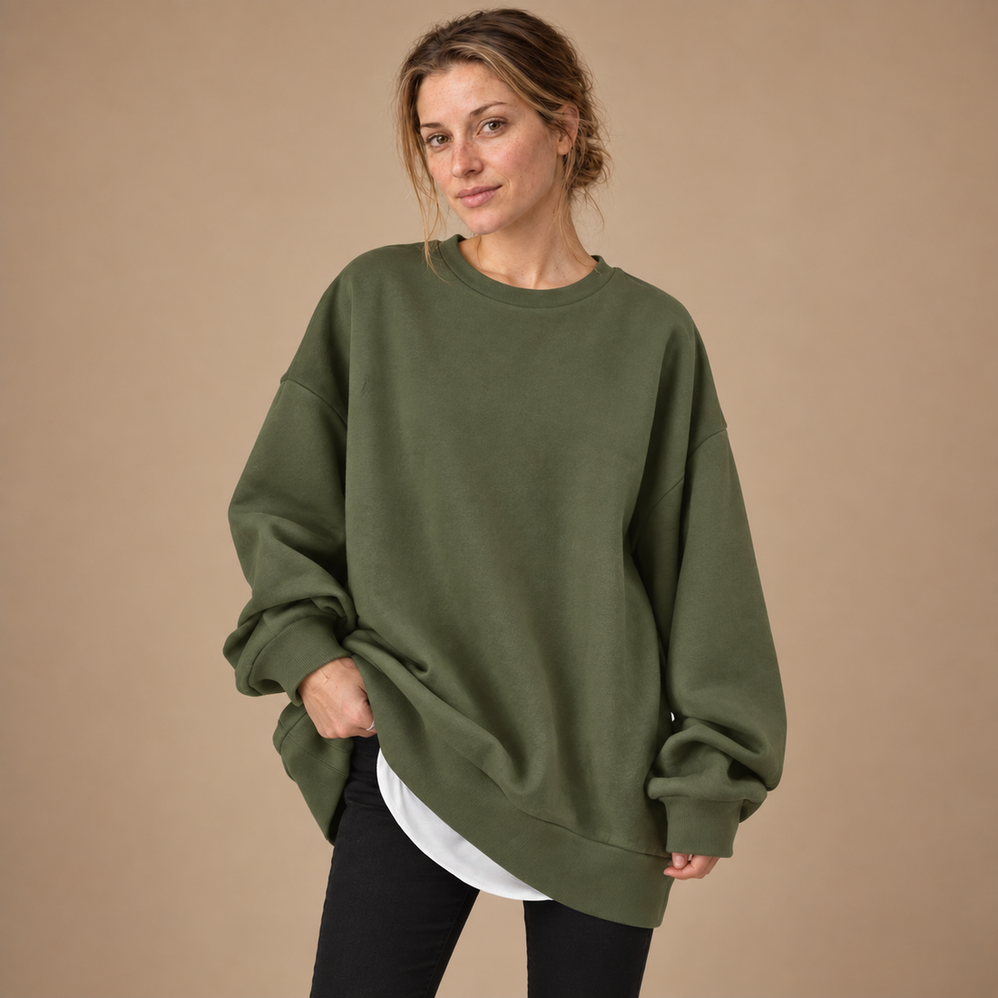 Oversized damesweater med luftig overflade