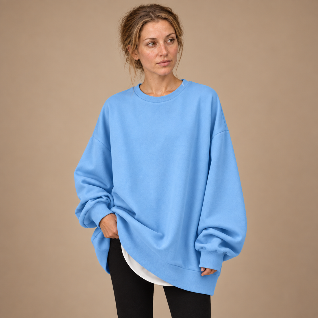 Oversized damesweater med luftig overflade