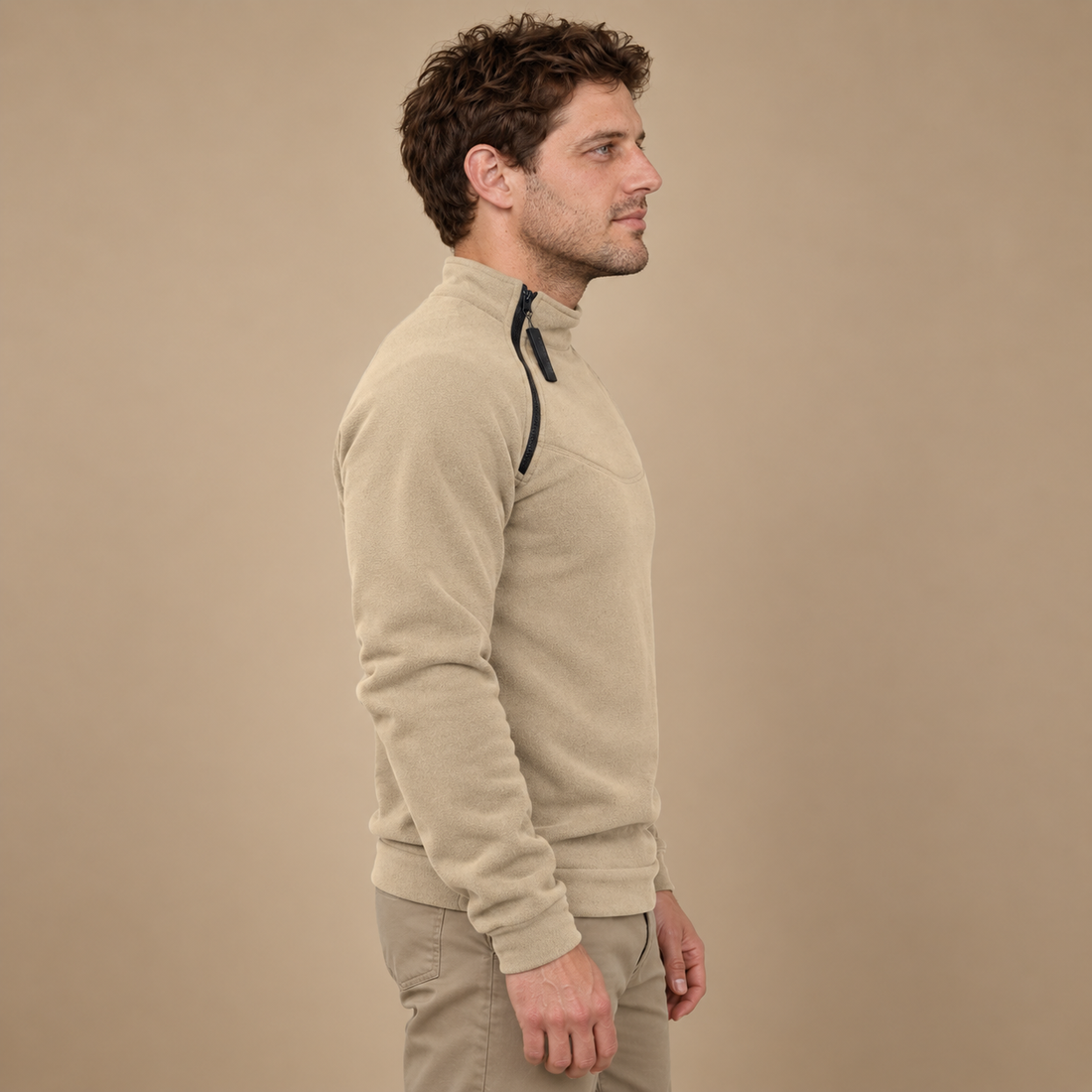 Vindtæt herresweater med lynlåslommer