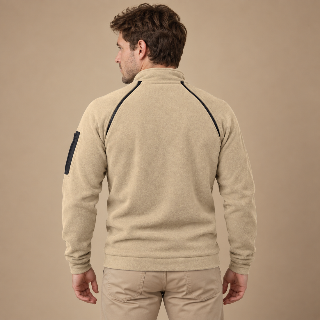 Vindtæt herresweater med lynlåslommer