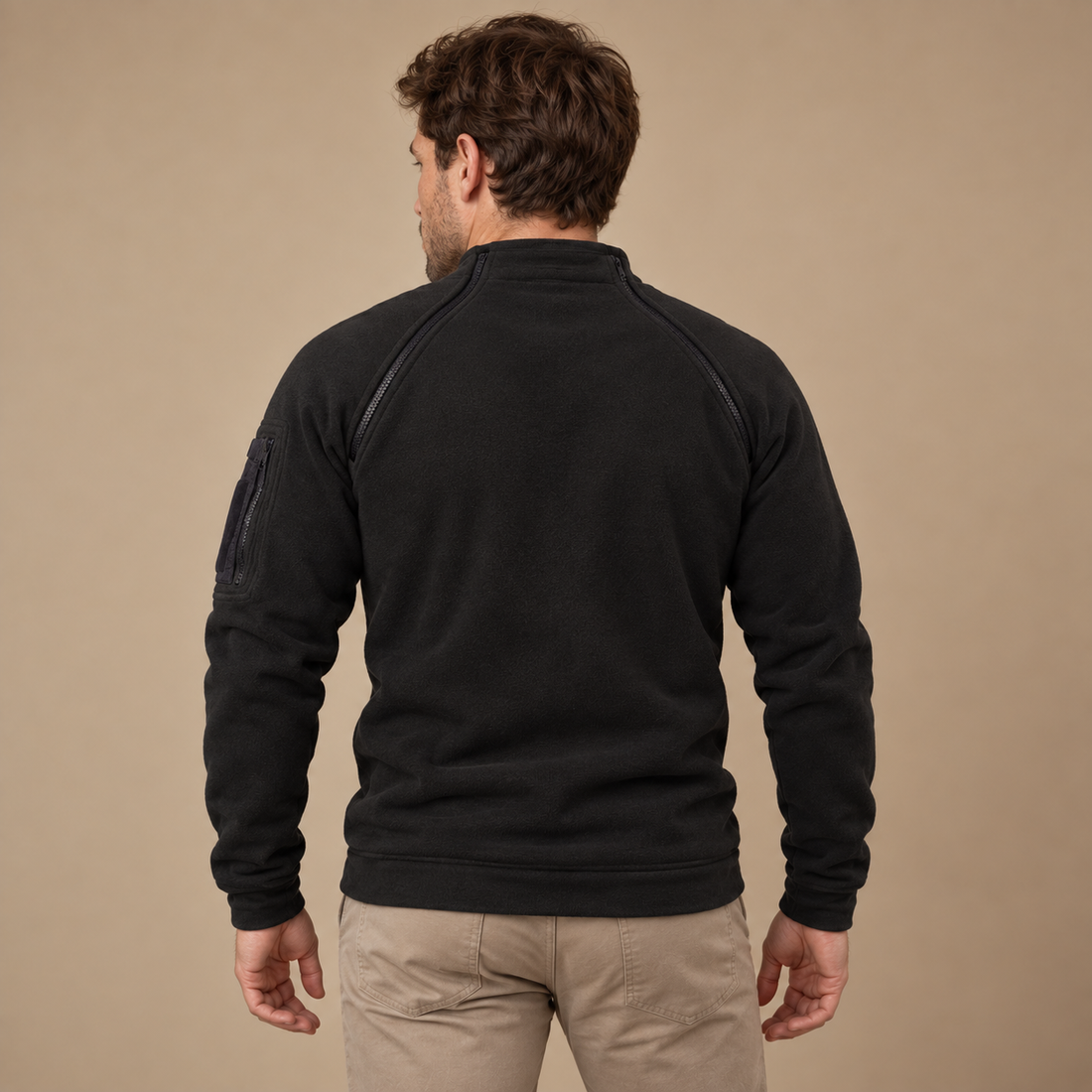 Vindtæt herresweater med lynlåslommer