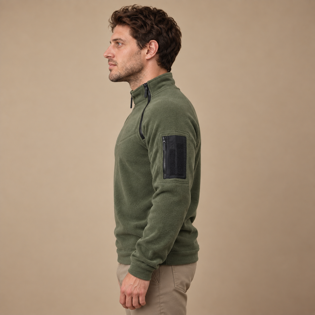 Vindtæt herresweater med lynlåslommer