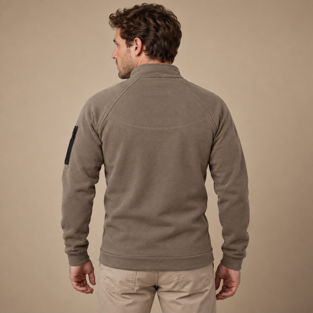 Vindtæt herresweater med lynlåslommer