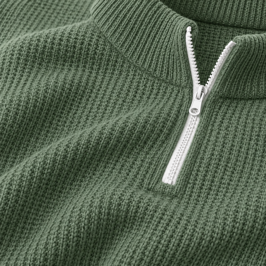 Herresweater med lynlåskrave og slank pasform