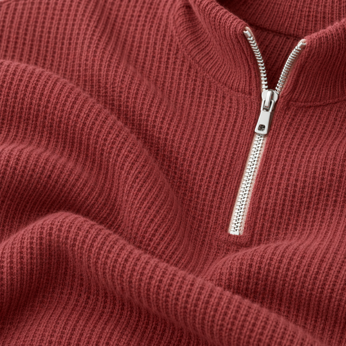 Herresweater med lynlåskrave og slank pasform