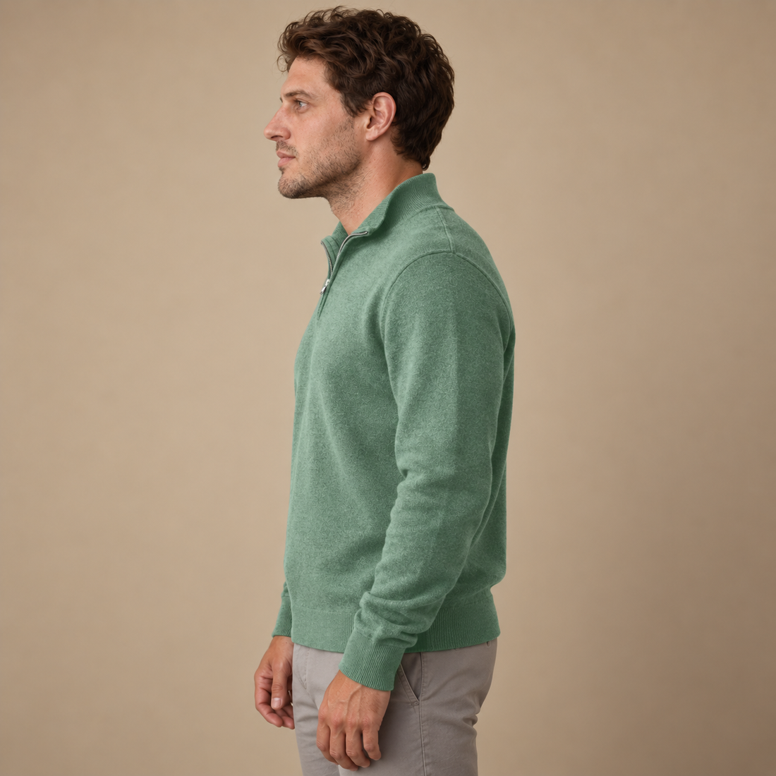 Herresweater med lynlåskrave