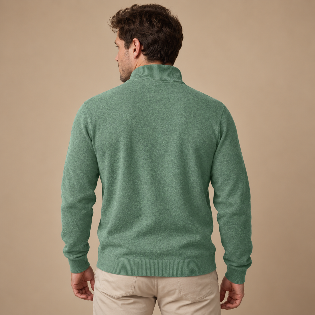 Herresweater med lynlåskrave