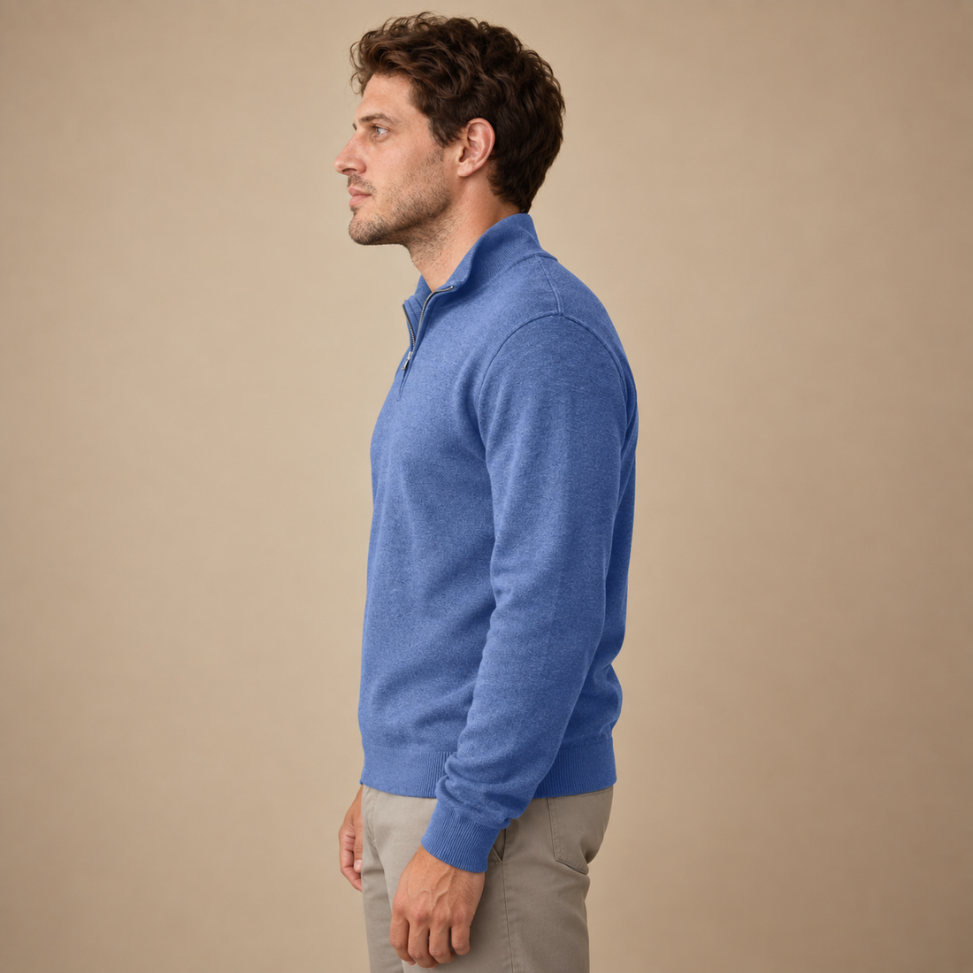Herresweater med lynlåskrave