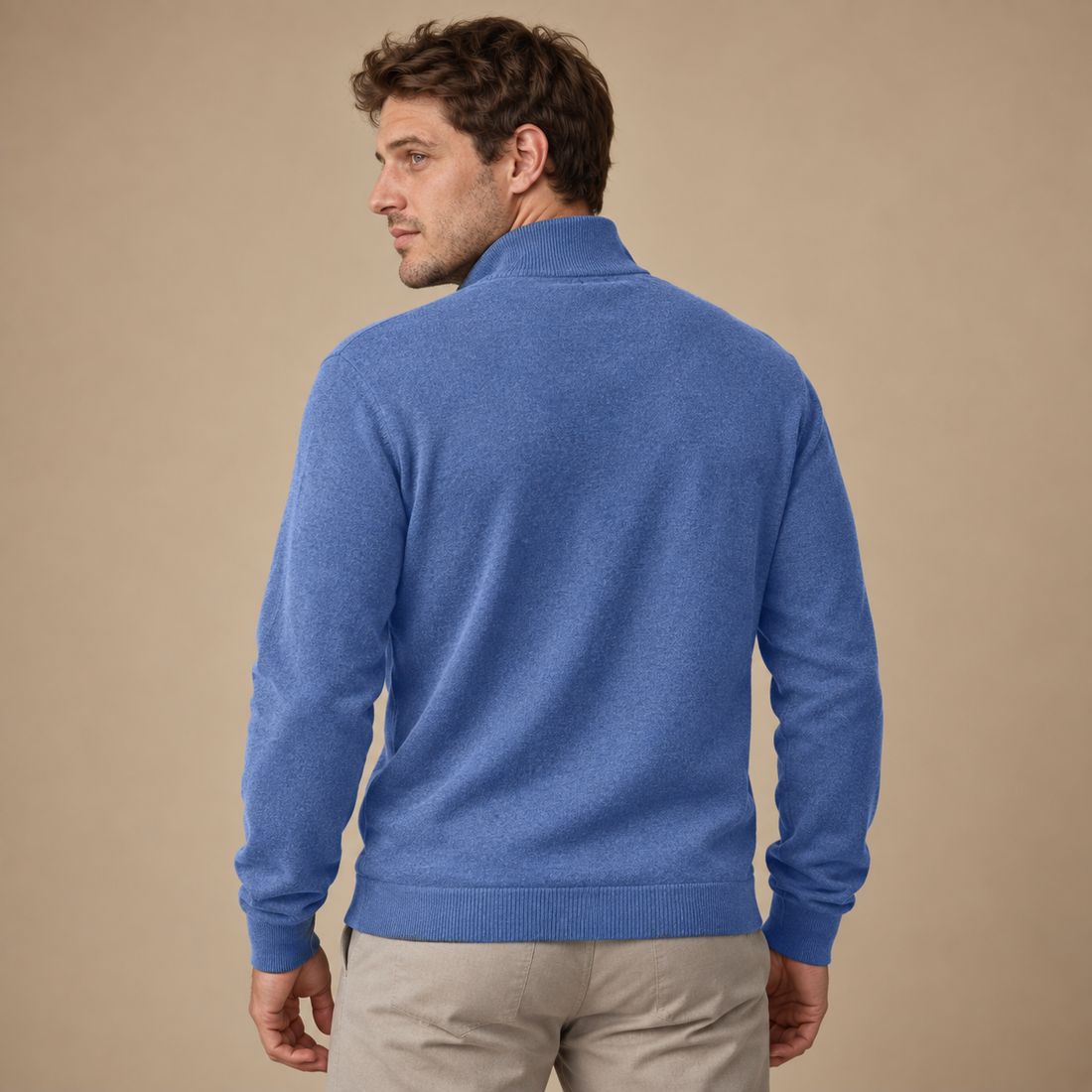 Herresweater med lynlåskrave