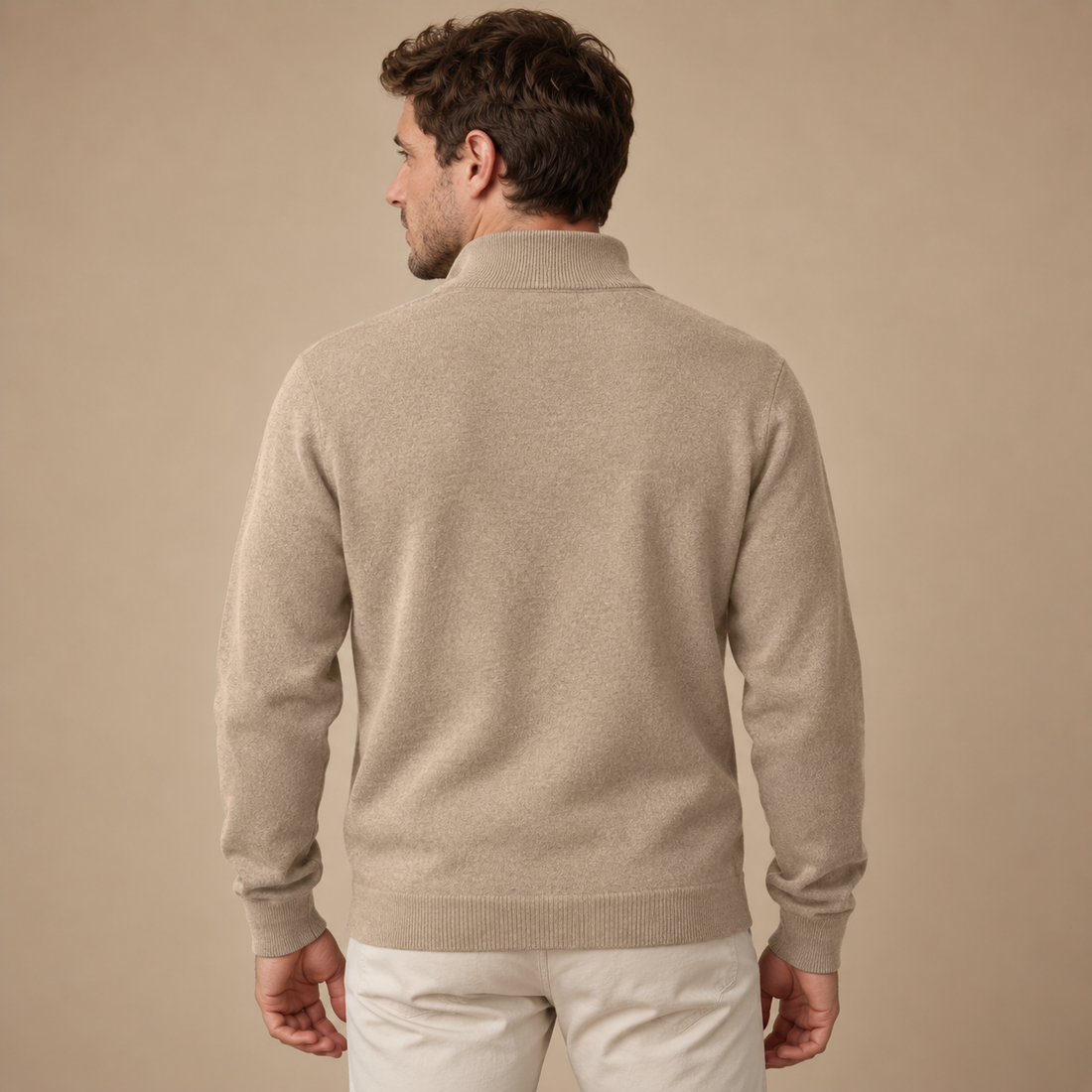 Herresweater med lynlåskrave