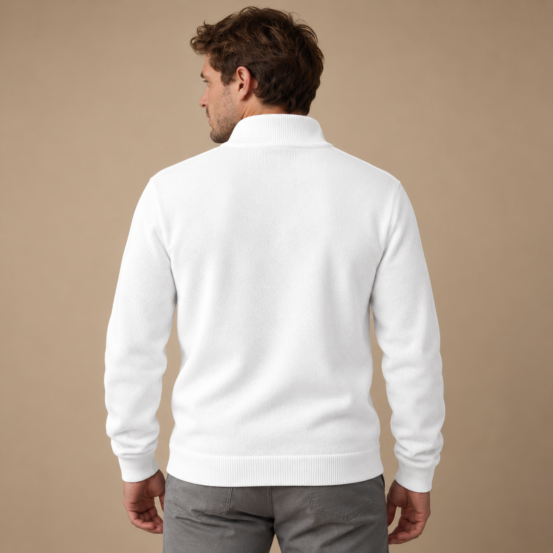 Herresweater med lynlåskrave