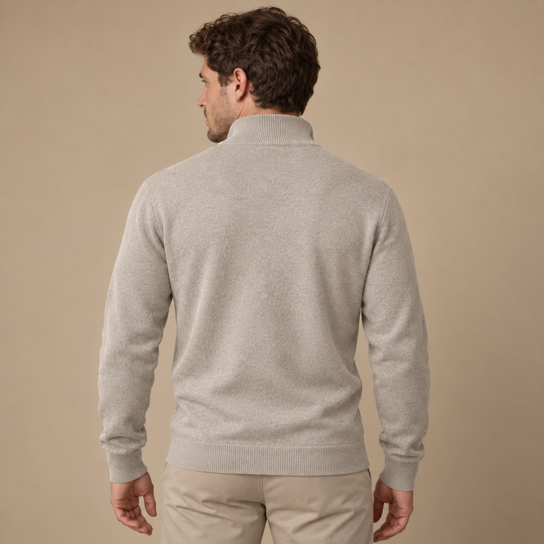 Herresweater med lynlåskrave