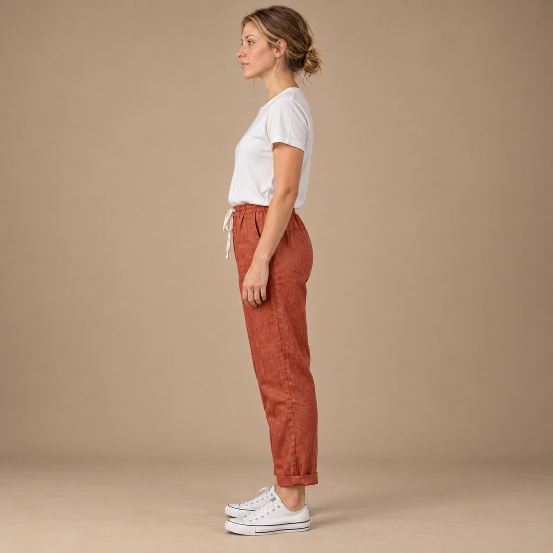 Streetwear bukser til dame med snøre i taljen