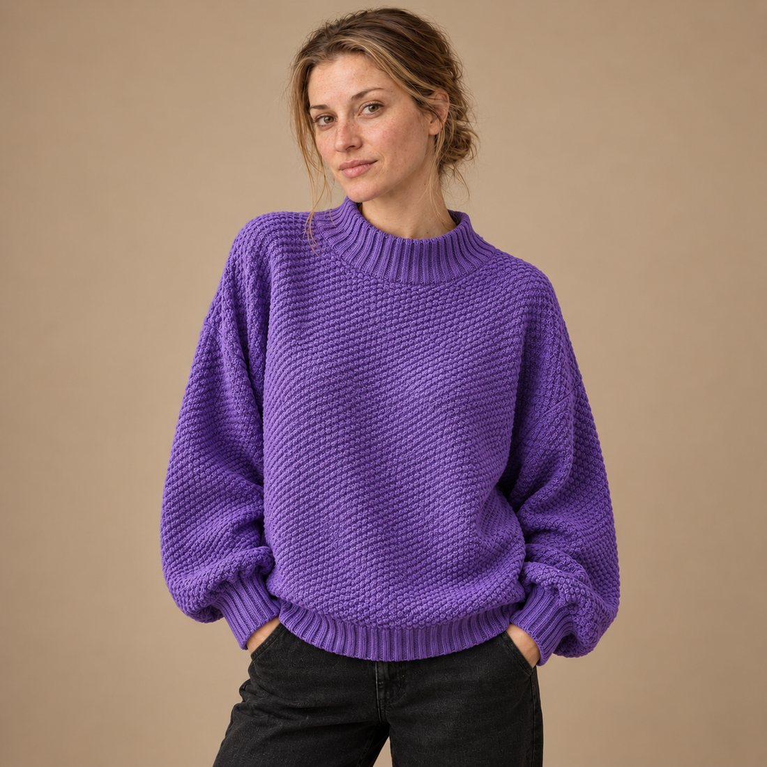 Strikket damesweater, one size