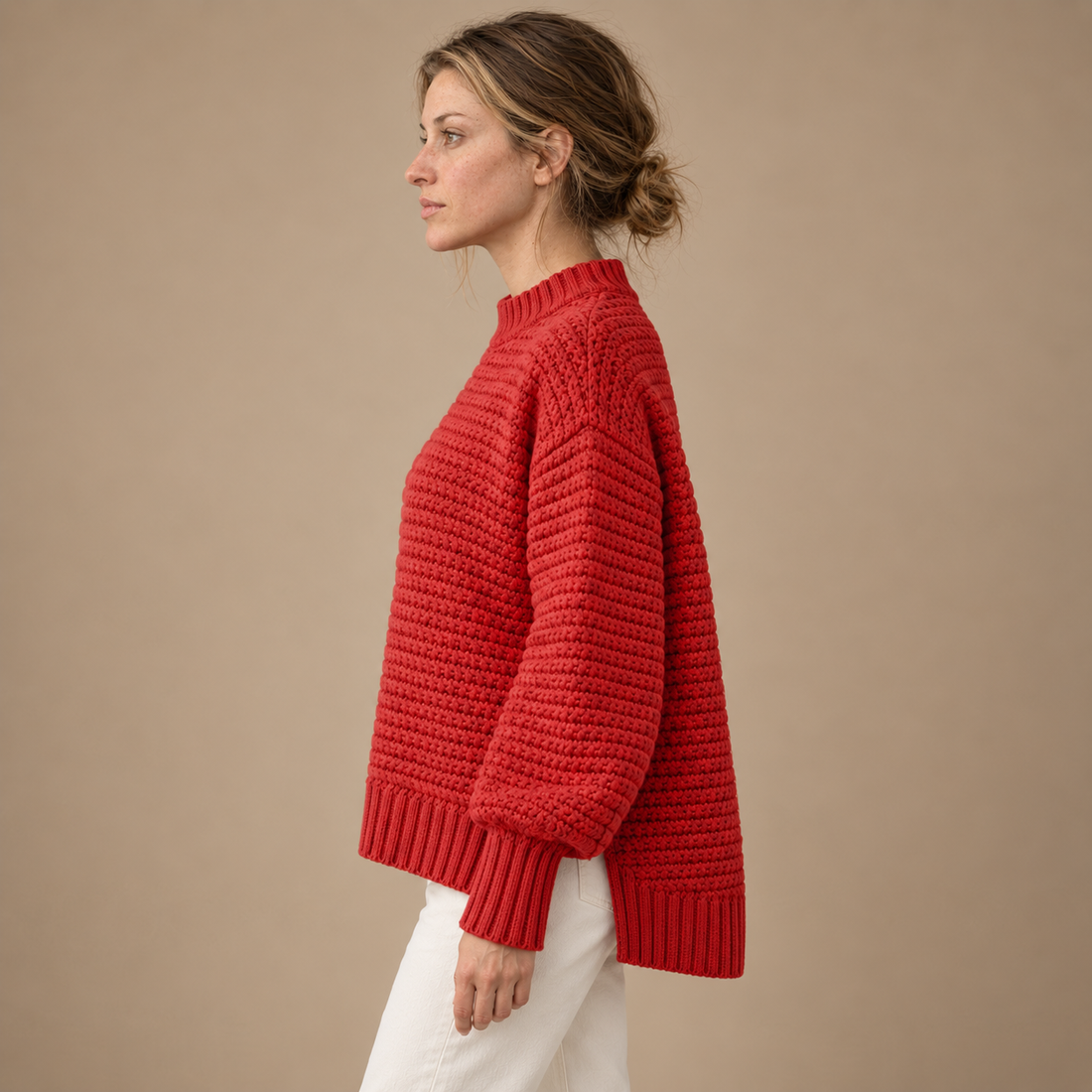 Varm rullekravesweater til dame