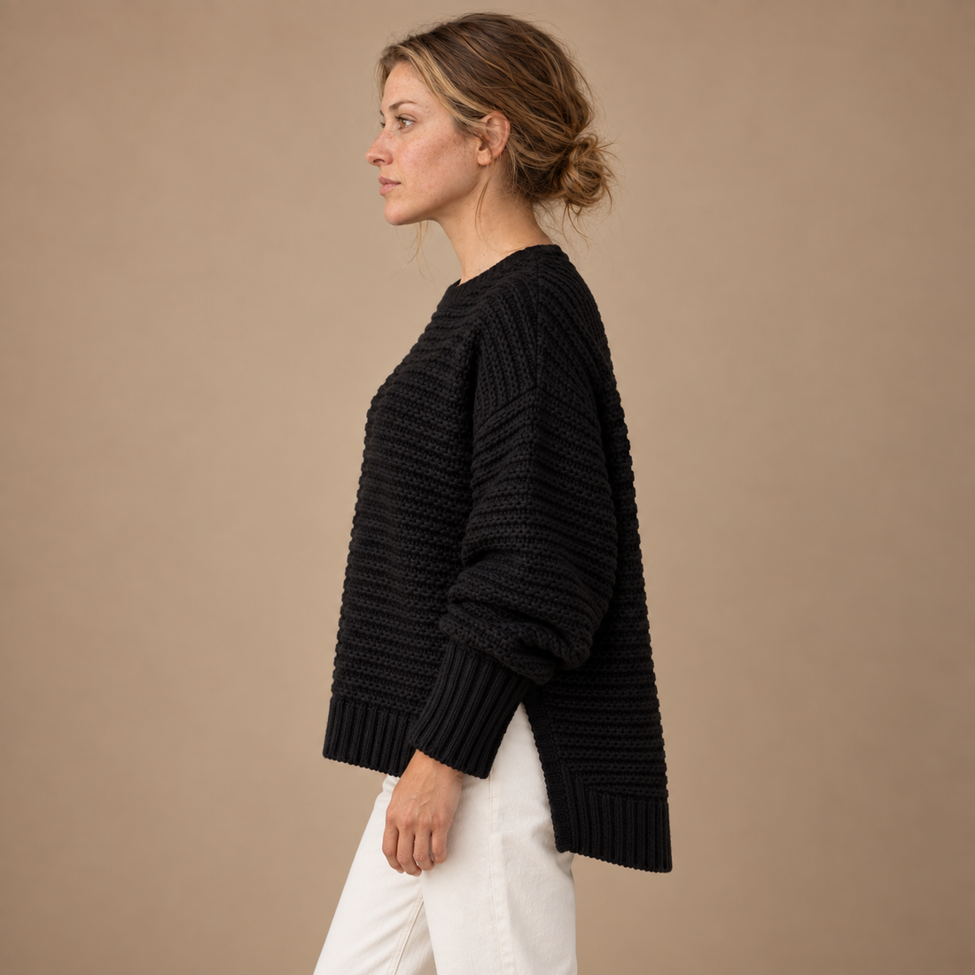 Varm rullekravesweater til dame