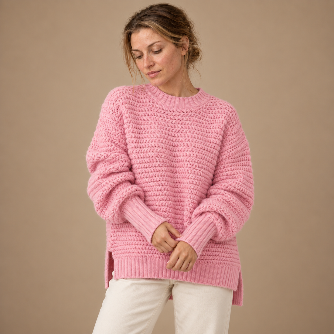 Varm rullekravesweater til dame