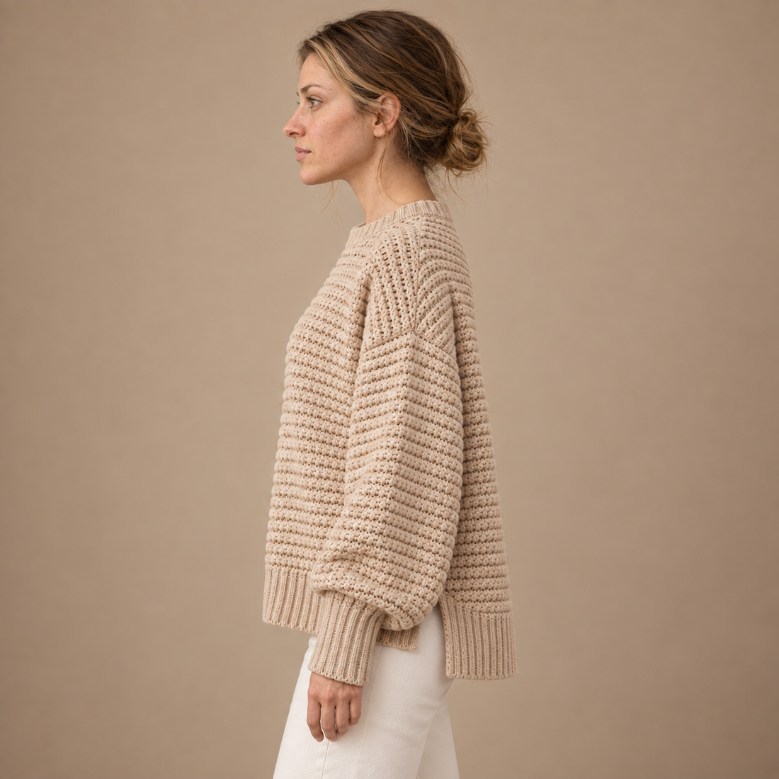 Varm rullekravesweater til dame