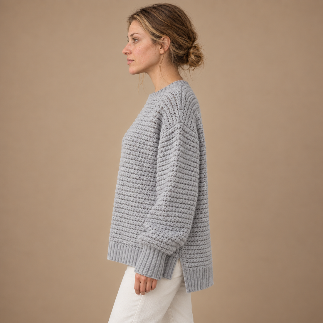 Varm rullekravesweater til dame