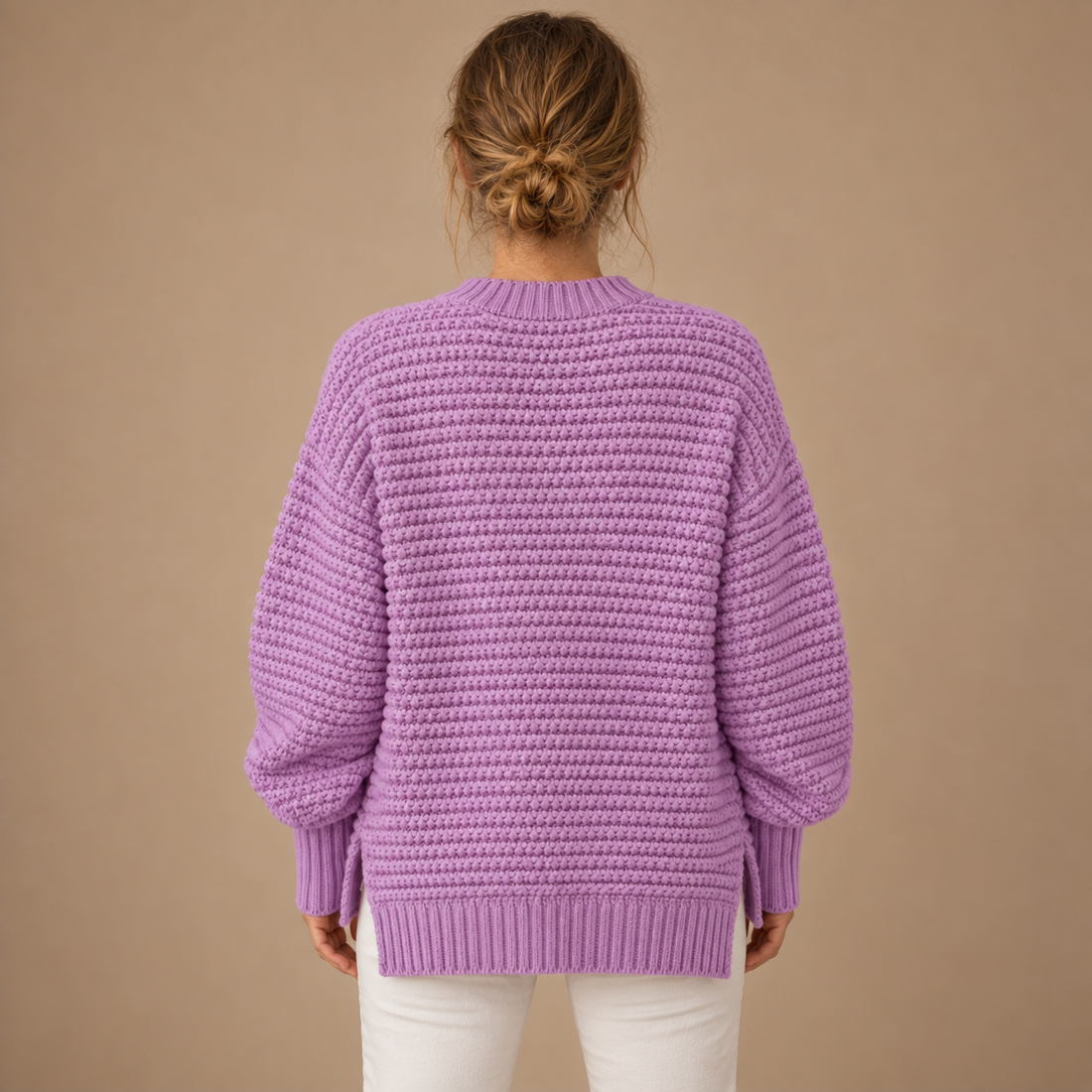 Varm rullekravesweater til dame