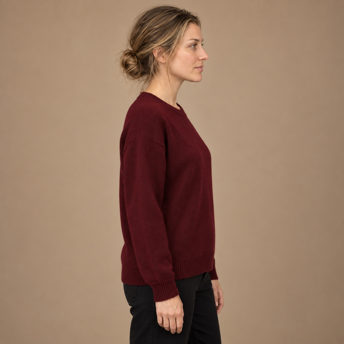 Strikket sweater til dame med løs pasform