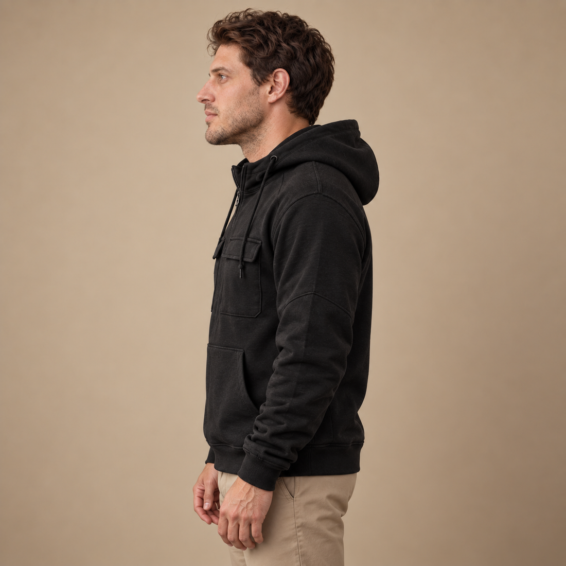 Strikket herresweater med slank pasform