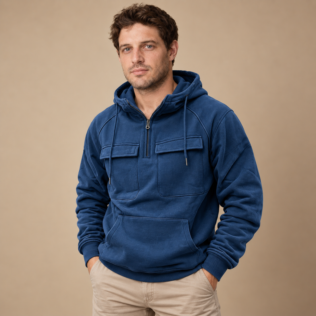 Strikket herresweater med slank pasform