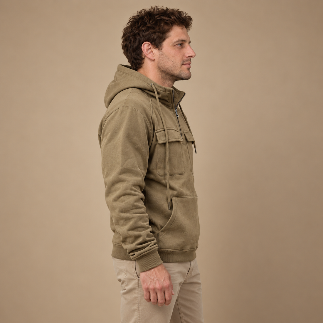 Strikket herresweater med slank pasform