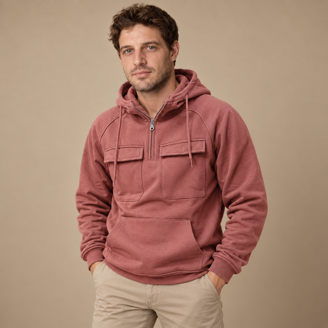 Strikket herresweater med slank pasform